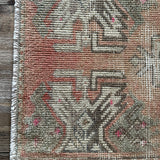 1’7 x 3’2 Vintage Oushak Rug Muted Rust, Gray & Dark Taupe