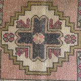 1’8 x 3’2 Vintage  Oushak Rug Muted Brick, Beige & Brass 5192