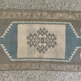 1’8 x 3’4 Antique Turkish Taspinar Rug Muted Soft Taupe, Gray,  Blue & Cream 5717