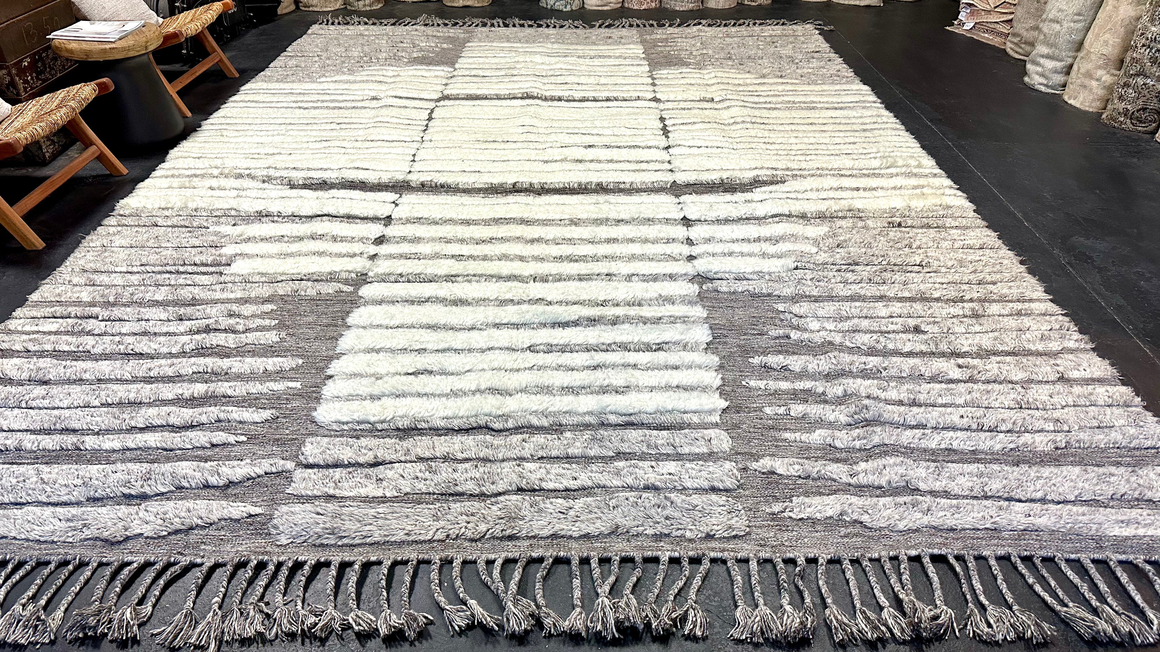 10’4 x 13’11 Shaggy Moroccan Rug “Toprak” Pure Turkish Wool M-3768 Linda's Barn
