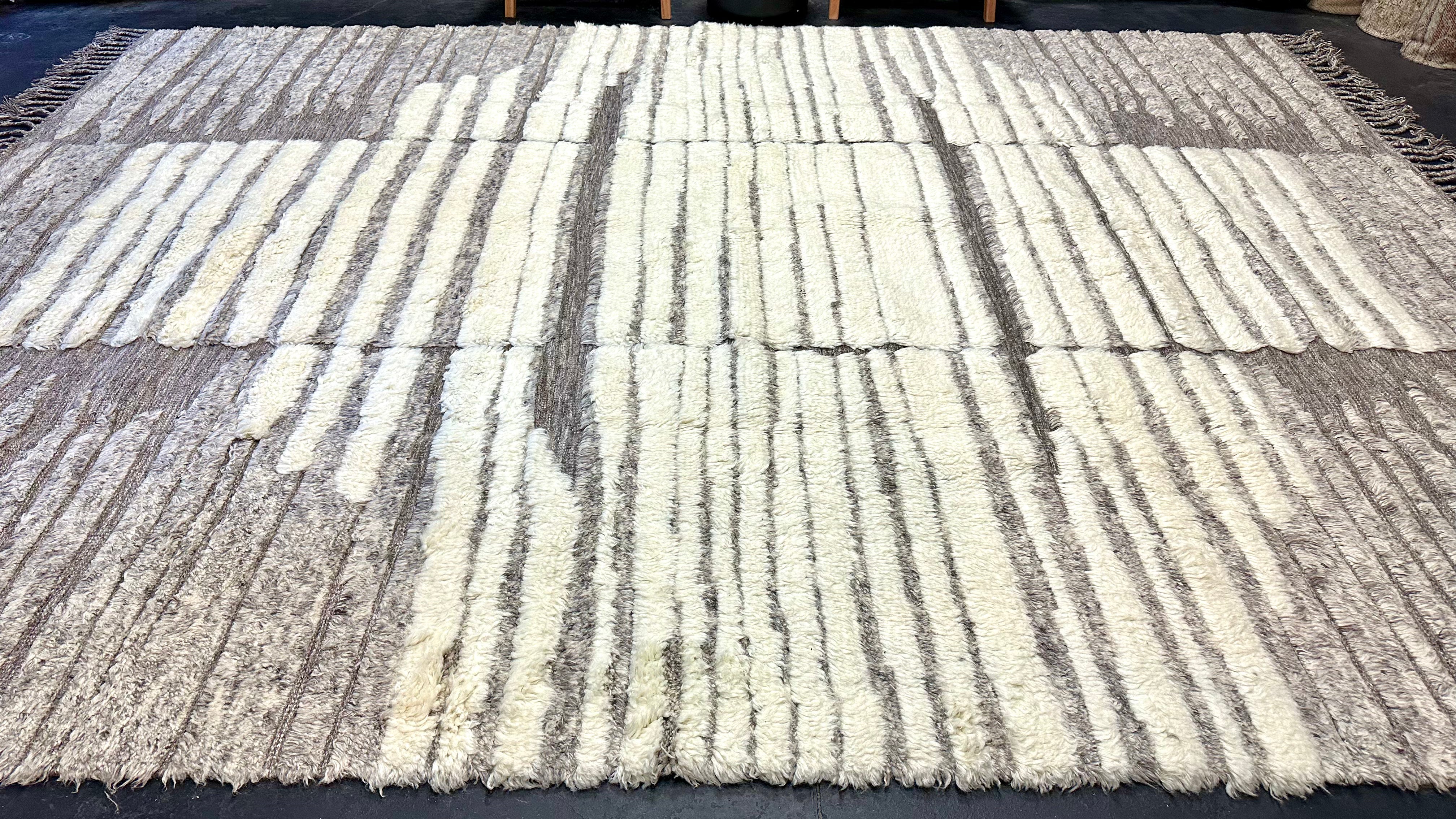 10’4 x 13’11 Shaggy Moroccan Rug “Toprak” Pure Turkish Wool M-3768 Linda's Barn