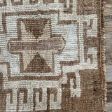 1’5 x 2’5 Antique Kars Rug Muted Camel Brown & Beige