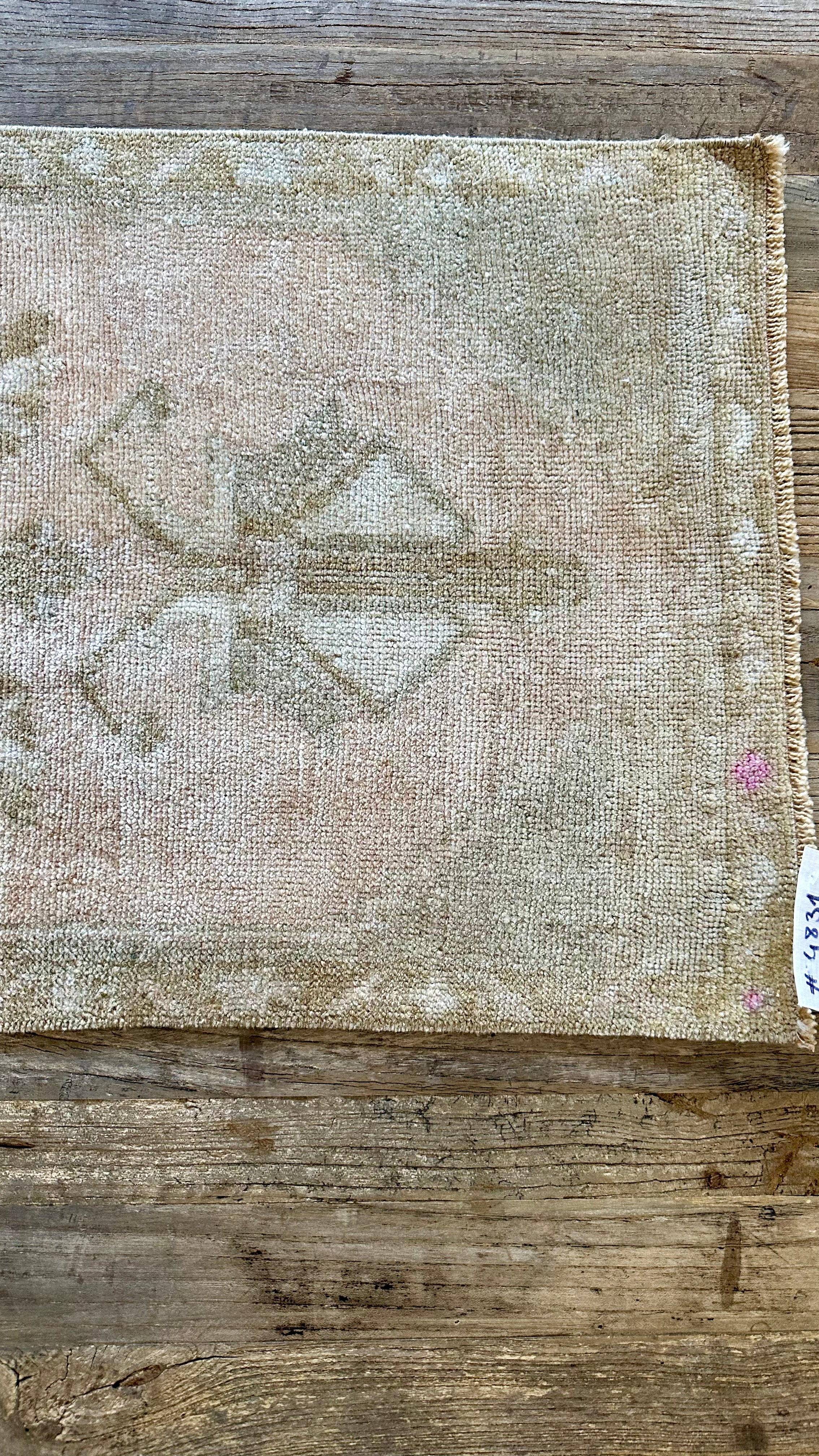 1’7 x 3’5 Antique Turkish Taspinar Rug Muted Beige, Green & Pink '4831 Linda's Barn