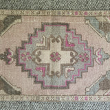 1’8 x 3’ Vintage  Oushak Rug Muted Blush, Khaki Brown & Gray 5179
