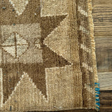 1’5 x 2’7 Antique Kars Rug Muted Camel Brown & Beige '4778