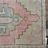 1’7 x 2’10 Vintage Oushak Rug Muted Gray, Pink & Sand '5200