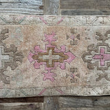 1’5 x 2’10 Antique Kars Rug Muted Camel Beige, Gray-Beige + Pale Pink '4779