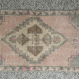 1’6 x 2’11 Vintage Oushak Rug Muted Blush Pink, Beige & Brown '5210