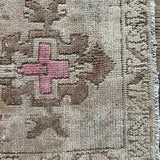 1’5 x 2’10 Antique Kars Rug Muted Camel Beige, Gray-Beige + Pale Pink