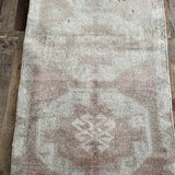 1’10 x 3’8 Antique Turkish Taspinar Rug Muted  Gray + Raisin Brown 4900