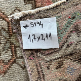1’7 x 2’11 Vintage Oushak Rug Muted Brick, Gray, Green & Brown '5194