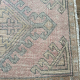 1’7 x 3’ Vintage Oushak Mat Muted Pink, Yellow & Gray