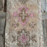 1’5 x 2’10 Antique Kars Rug Muted Camel Beige, Gray-Beige + Pale Pink '4779