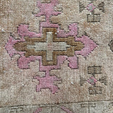 1’5 x 2’10 Antique Kars Rug Muted Camel Beige, Gray-Beige + Pale Pink '4779