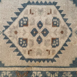 1’9 x 3’3 Vintage Taspinar Rug Muted Deep Sea Blue, Camel & Beige '5381