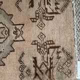 1’6 x 3’ Antique Oushak Rug Muted Blush Beige, Brown & Gray