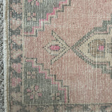 1’6 x 2’11 Vintage Oushak Rug Muted Blush Pink, Beige & Brown '5210