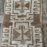 1’5 x 2’5 Antique Kars Rug Muted Camel Brown & Beige