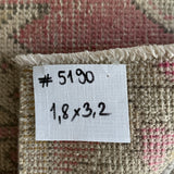 1’8 x 3’2 Vintage Oushak Rug Pink, Yellow and Gray 5190