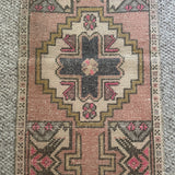 1’8 x 3’2 Vintage  Oushak Rug Muted Brick, Beige & Brass 5192