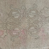 1’7 x 3’ Vintage Oushak Rug Muted Dusty Beige, Taupe & Pink Tulip Design '5193