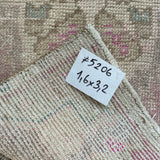 1’6 x 3’2 Vintage Oushak Rug Muted  Violet, Beige & Blue