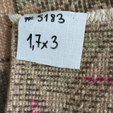 1’7 x 3’ Vintage Turkish Oushak Rug Muted Blush, Blue & Sea Foam 5183