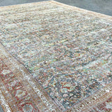13’8 x 20’4 Classic Antique Rug Muted  Black, Rust, Blue & Green