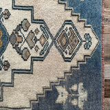 1’7 x 2’6 Antique Turkish Taspinar Rug Muted Midnight Blue, Beige & Light Brown