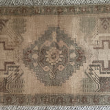 1’9 x 3’3 Antique Oushak Rug Muted Beige, Taupe & Blue-Gray 4901
