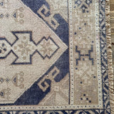 1’9 x 3’6 Antique Taspinar Rug Muted Navy Blue, Taupe & Beige