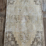 1’7 x 3’1 Antique Oushak Rug Muted Brown, Camel Beige & Gray '5182