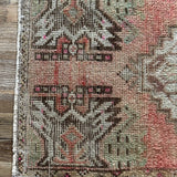 1’7 x 2’11 Vintage Oushak Rug Muted Brick, Gray, Green & Brown '5194