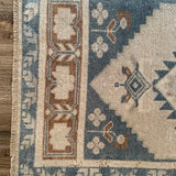 1’9 x 3’3 Vintage Taspinar Rug Muted Deep Sea Blue, Camel & Beige '5381