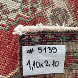 1’10 x 2’10 Vintage Oushak Rug Muted Red, Beige & Blue '5139