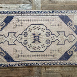 1’9 x 3’6 Antique Taspinar Rug Muted Navy Blue, Taupe & Beige