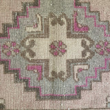1’8 x 3’ Vintage  Oushak Rug Muted Blush, Khaki Brown & Gray 5179