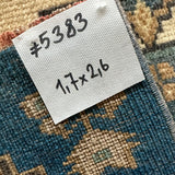 1’7 x 2’6 Antique Turkish Taspinar Rug Muted Midnight Blue, Beige & Light Brown