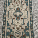 1’7 x 3’2 Vintage Turkish Taspinar Rug Muted Beige, Blue, Green + Camel  5714
