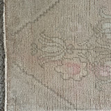 1’7 x 3’ Vintage Oushak Rug Muted Dusty Beige, Taupe & Pink Tulip Design '5193