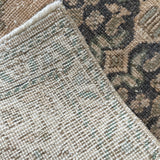 1’8 x 3’1 Vintage Oushak Rug Muted Blush Beige, Navy & Sea Foam