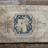1’7 x 3’3 Vintage Turkish Taspinar Rug Muted Beige & Blue '5395