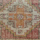 1’6 x 2’11 Vintage Oushak Mat Muted Pinkberry, Orange, Gray & Blue '5212