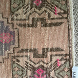 1’7 x 3’ Vintage Turkish Oushak Rug Muted Blush, Blue & Sea Foam 5183