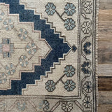 2’ x 2’9 Antique Turkish Taspinar Rug Muted Navy Blue, Beige & Sky Blue '5377
