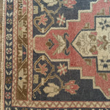1’9 x 3’5 Vintage Taspinar Rug Muted Navy, Rose & Beige '5391