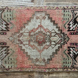 1’7 x 2’11 Vintage Oushak Rug Muted Brick, Gray, Green & Brown '5194