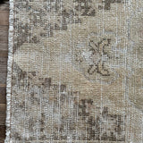 1’7 x 3’1 Antique Oushak Rug Muted Brown, Camel Beige & Gray '5182
