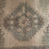 1’9 x 3’3 Antique Oushak Rug Muted Beige, Taupe & Blue-Gray 4901