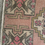 1’8 x 3’2 Vintage  Oushak Rug Muted Brick, Beige & Brass 5192